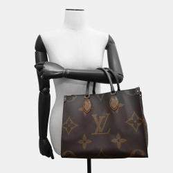 Pre Owned Louis Vuitton Onthego MM Red Monogram Reverse Canvas Tote Bag