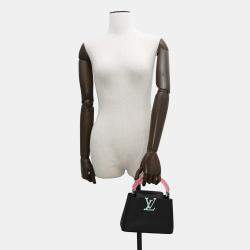 Pre Owned Louis Vuitton Capucines Noir/Pink Taurillon Leather Plexiglas Size Mini