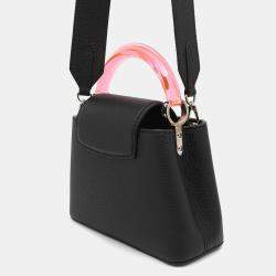 Pre Owned Louis Vuitton Capucines Noir/Pink Taurillon Leather Plexiglas Size Mini