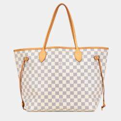 Pre Owned Louis Vuitton White Damier Azur Neverfull MM