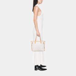 Pre Owned Louis Vuitton White Damier Azur Neverfull MM