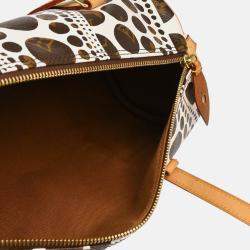 Pre Owned Louis Vuitton Papillon 30 White Pumpkin Dot Coated Canvas Shoulder Bag