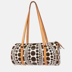 Pre Owned Louis Vuitton Papillon 30 White Pumpkin Dot Coated Canvas Shoulder Bag