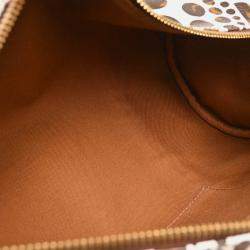 Pre Owned Louis Vuitton Papillon 30 White Pumpkin Dot Coated Canvas Shoulder Bag