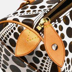 Pre Owned Louis Vuitton Papillon 30 White Pumpkin Dot Coated Canvas Shoulder Bag