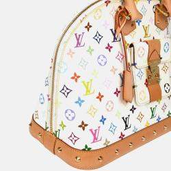 Pre Owned Louis Vuitton Alma GM White Monogram Multicolor Coated Canvas Shoulder Bag