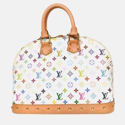 Pre Owned Louis Vuitton Alma GM White Monogram Multicolor Coated Canvas Shoulder Bag