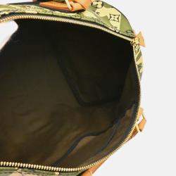 Pre Owned Louis Vuitton Green Monogramouflage Speedy 35 Handbag