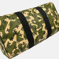 Pre Owned Louis Vuitton Green Monogramouflage Speedy 35 Handbag