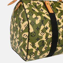 Pre Owned Louis Vuitton Green Monogramouflage Speedy 35 Handbag