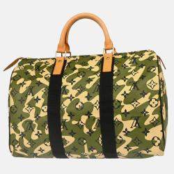 Pre Owned Louis Vuitton Green Monogramouflage Speedy 35 Handbag