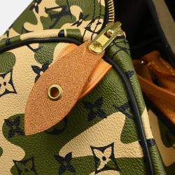 Pre Owned Louis Vuitton Green Monogramouflage Speedy 35 Handbag