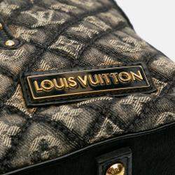 Pre Owned Louis Vuitton Black Grey Quilted Monogram Denim Musette