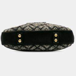 Pre Owned Louis Vuitton Black Grey Quilted Monogram Denim Musette