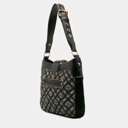 Pre Owned Louis Vuitton Black Grey Quilted Monogram Denim Musette
