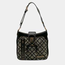 Pre Owned Louis Vuitton Black Grey Quilted Monogram Denim Musette