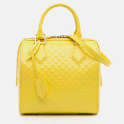 Pre Owned Louis Vuitton Yellow Damier Facette Speedy Cube PM Bag