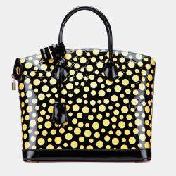 Pre Owned Louis Vuitton Black Yellow Yayoi Kusama Monogram Infinity Dots Lockit MM