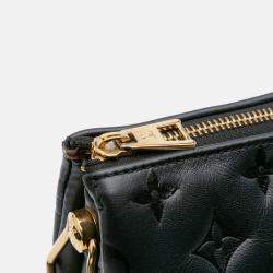 Pre Owned Louis Vuitton Black Monogram Embossed Puffy Lambskin Coussin PM