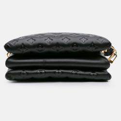Pre Owned Louis Vuitton Black Monogram Embossed Puffy Lambskin Coussin PM