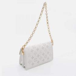 Pre Owned Louis Vuitton Dauphine EW White Monogram Leather Shoulder Bag