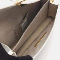 Pre Owned Louis Vuitton Dauphine EW White Monogram Leather Shoulder Bag