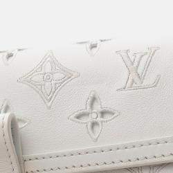Pre Owned Louis Vuitton Dauphine EW White Monogram Leather Shoulder Bag