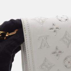 Pre Owned Louis Vuitton Dauphine EW White Monogram Leather Shoulder Bag