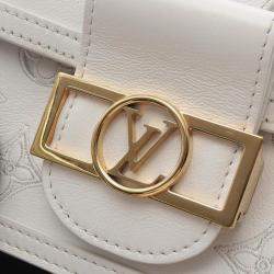 Pre Owned Louis Vuitton Dauphine EW White Monogram Leather Shoulder Bag