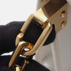 Pre Owned Louis Vuitton Dauphine EW White Monogram Leather Shoulder Bag