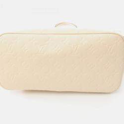 Pre Owned Louis Vuitton Neverfull MM Ivory Monogram Empreinte Leather Tote Bag
