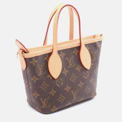 Pre Owned Louis Vuitton Neverfull BB Monogram Brown Coated Canvas Leather Handbag
