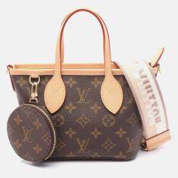 Pre Owned Louis Vuitton Neverfull BB Monogram Brown Coated Canvas Leather Handbag