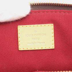 Pre Owned Louis Vuitton Petit Palais PM Monogram Brown Coated Canvas Leather Handbag