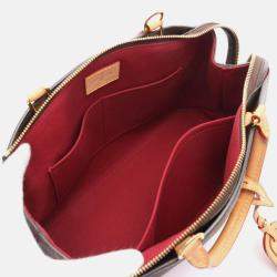 Pre Owned Louis Vuitton Petit Palais PM Monogram Brown Coated Canvas Leather Handbag