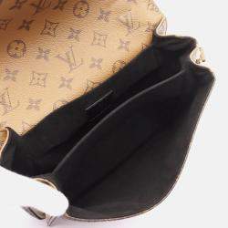 Pre Owned Louis Vuitton Pochette Metis MM Monogram Reverse Brown Black Coated Canvas Leather Handbag
