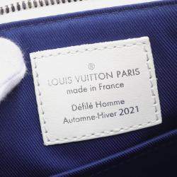 Pre Owned Louis Vuitton City Keepall Everyday LV Blue/White Leather Shoulder Bag