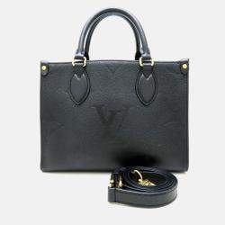 Pre Owned Louis Vuitton On The Go PM Black Monogram Empreinte Leather Tote Bag
