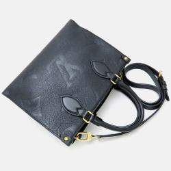 Pre Owned Louis Vuitton On The Go PM Black Monogram Empreinte Leather Tote Bag