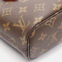 Pre Owned Louis Vuitton Neverfull BB Brown Beige Monogram Coated Canvas Leather Tote Bag