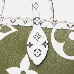 Pre Owned Louis Vuitton Neverfull Mm Tote Bag Coated Canvas Monogram Giant Khaki Beige Multicolor