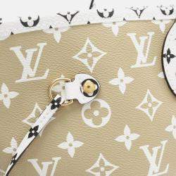 Pre Owned Louis Vuitton Neverfull Mm Tote Bag Coated Canvas Monogram Giant Khaki Beige Multicolor
