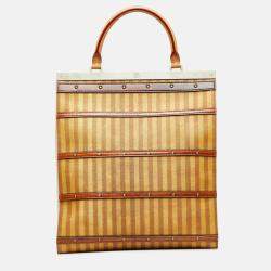 Pre Owned Louis Vuitton Crown Frame GM Brown PVC Leather Tote Bag