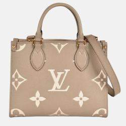 Pre Owned Louis Vuitton On The Go PM Beige Monogram Empreinte Leather Tote Bag