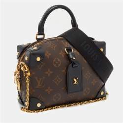 Pre Owned Louis Vuitton Black Monogram Canvas and Leather Petite Malle Souple Bag