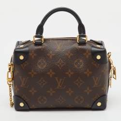 Pre Owned Louis Vuitton Black Monogram Canvas and Leather Petite Malle Souple Bag