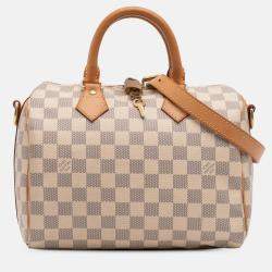 Pre Owned Louis Vuitton White Damier Azur Speedy Bandouliere 25 Bag