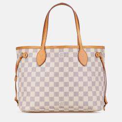 Pre Owned Louis Vuitton White Damier Azur Neverfull PM Bag