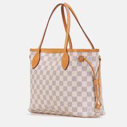 Pre Owned Louis Vuitton White Damier Azur Neverfull PM Bag