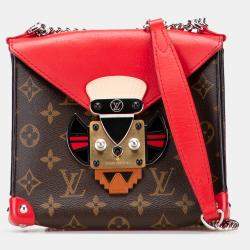 Pre Owned Louis Vuitton Brown Monogram Tribal Mask Pochette PM